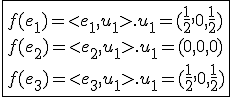 3$\fbox{f(e_1)=<e_1,u_1>.u_1=(\frac{1}{2},0,\frac{1}{2})\\f(e_2)=<e_2,u_1>.u_1=(0,0,0)\\f(e_3)=<e_3,u_1>.u_1=(\frac{1}{2},0,\frac{1}{2})}